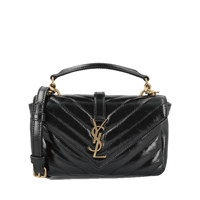 College Mini Chain Bag in Shiny Crackled Leather