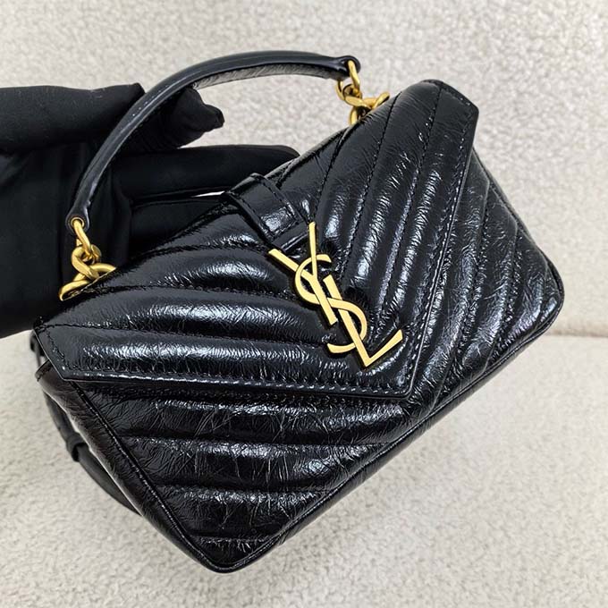College Mini Chain Bag in Shiny Crackled Leather - Imagem 5